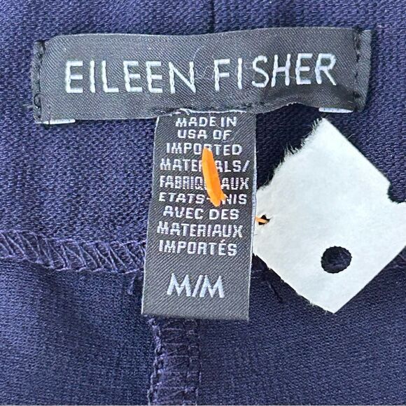 Eileen Fisher Navy Blue Pants Women’s Medium Front Seam Pockets Pull On Stretch - Picture 9 of 11